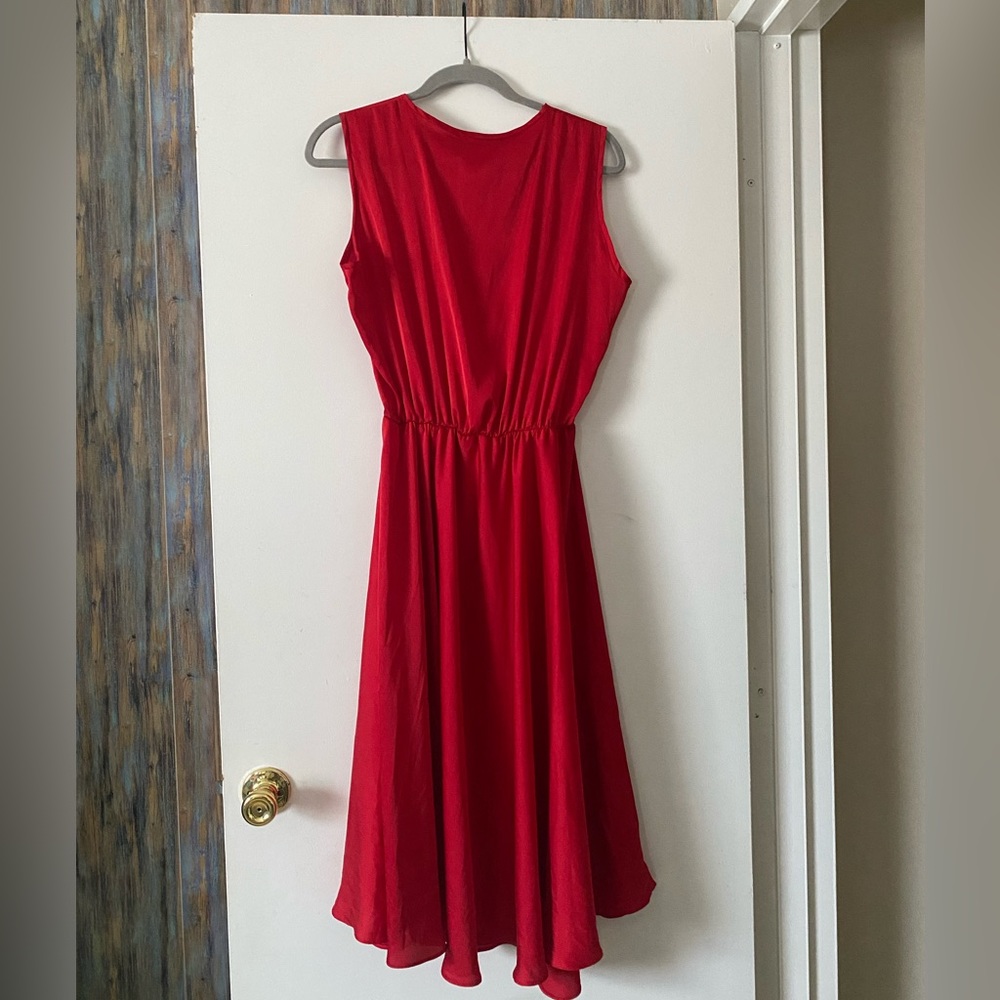 Silk red dress for ladies by designer, tailor made